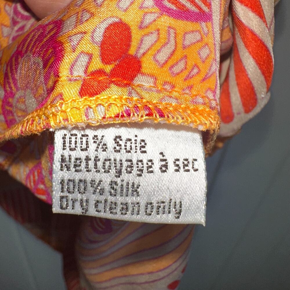 Lolita‎ Jaca St Barth Top Womens Small Silk Long Sleeve Orange/Red Elastic Waist - Picture 4 of 9